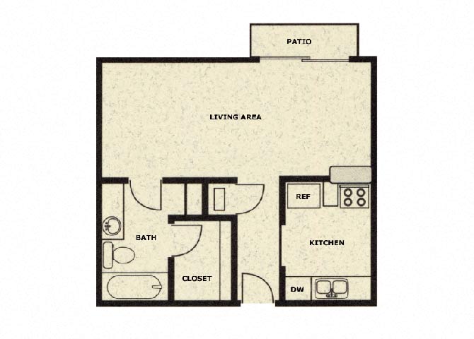 Floor plan for studio, 1 bath, 501 sqft
